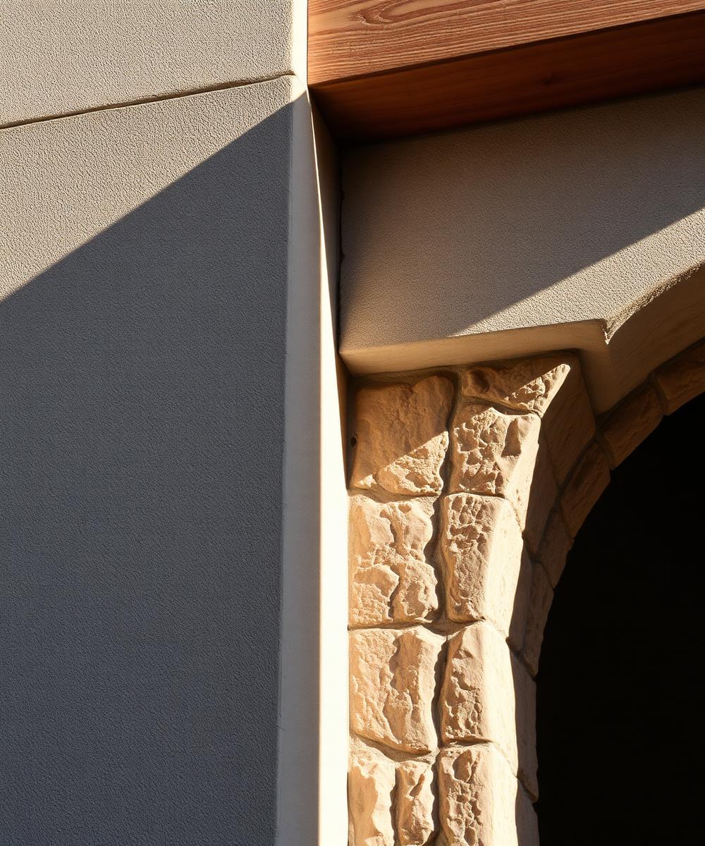 Detalle arquitectónico de piedra y madera